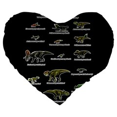Dinosaurs Names Large 19  Premium Heart Shape Cushions by Valentinaart