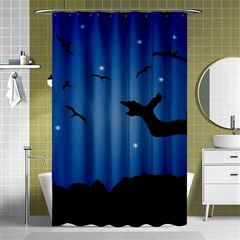 Nightscape Landscape Illustration Shower Curtain 48  X 72  (small)  by dflcprints