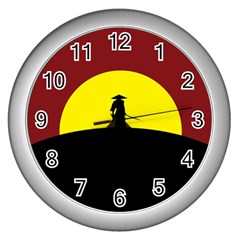 Samurai Warrior Japanese Sword Wall Clocks (silver)  by Nexatart