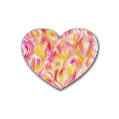 Pretty Painted Pattern Pastel Rubber Coaster (heart)  by Nexatart