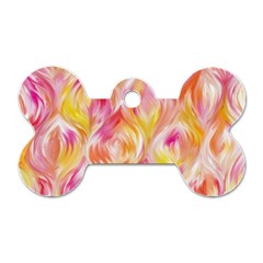 Pretty Painted Pattern Pastel Dog Tag Bone (two Sides) by Nexatart