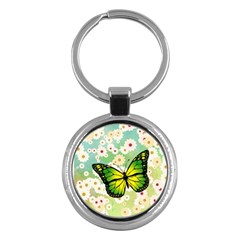 Green Butterfly Key Chains (round)  by linceazul