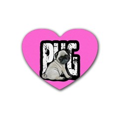 Pug Heart Coaster (4 Pack)  by Valentinaart