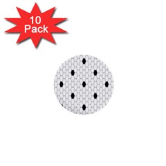 Black White Hexagon Dots 1  Mini Buttons (10 Pack) 