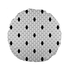 Black White Hexagon Dots Standard 15  Premium Flano Round Cushions by Mariart