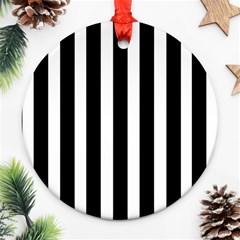 Black White Line Vertical Ornament (round)