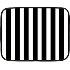 Black White Line Vertical Fleece Blanket (mini)