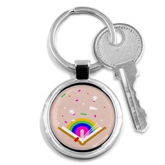 Books Rainboe Lamp Star Pink Key Chains (round)  by Mariart