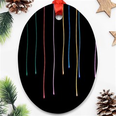 Falling Light Lines Perfection Graphic Colorful Oval Ornament (two Sides) by Mariart