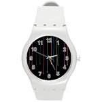 Falling Light Lines Perfection Graphic Colorful Round Plastic Sport Watch (M) Front