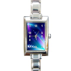 Flow Blue Pink High Definition Rectangle Italian Charm Watch by Mariart