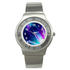 Flow Blue Pink High Definition Stainless Steel Watch by Mariart