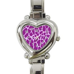 Giraffe Skin Purple Polka Heart Italian Charm Watch