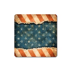 Grunge Ripped Paper Usa Flag Square Magnet by Mariart