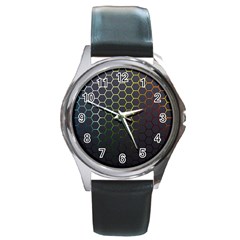 Hexagons Honeycomb Round Metal Watch