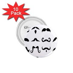 Mustache Man Black Hair Style 1 75  Buttons (10 Pack)