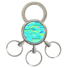 Mustache Jellyfish Blue Water Sea Beack Swim Blue 3-ring Key Chains