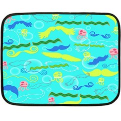 Mustache Jellyfish Blue Water Sea Beack Swim Blue Double Sided Fleece Blanket (mini)  by Mariart