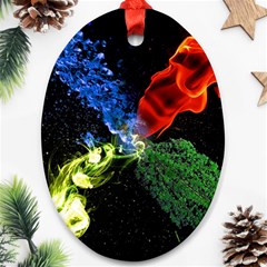 Perfect Amoled Screens Fire Water Leaf Sun Oval Ornament (two Sides) by Mariart