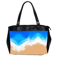 Sand Beach Water Sea Blue Brown Waves Wave Office Handbags (2 Sides)  by Mariart