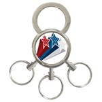 Star Red Blue White Line Space 3-Ring Key Chains Front