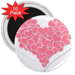 Heart Stripes Symbol Striped 3  Magnets (10 Pack)  by Nexatart