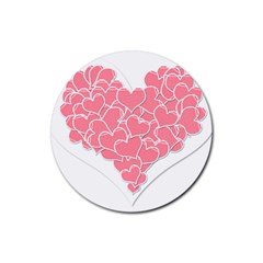 Heart Stripes Symbol Striped Rubber Coaster (round)  by Nexatart