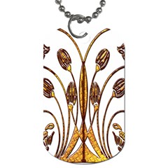 Scroll Gold Floral Design Dog Tag (two Sides) by Nexatart