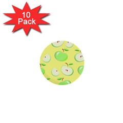 Apples Apple Pattern Vector Green 1  Mini Buttons (10 Pack)  by Nexatart