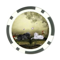 Wonderful Whte Unicorn With Black Horse Poker Chip Card Guard by FantasyWorld7