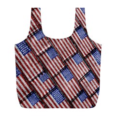 Usa Flag Grunge Pattern Full Print Recycle Bags (l) 