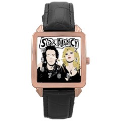 Sid And Nancy Rose Gold Leather Watch  by Valentinaart