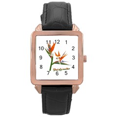 Bird Of Paradise Rose Gold Leather Watch  by Valentinaart