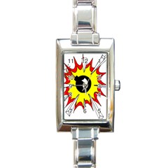 Book Explosion Boom Dinamite Rectangle Italian Charm Watch