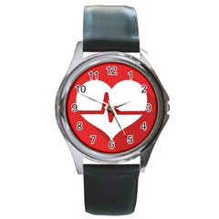 Cardiologist Hypertension Rheumatology Specialists Heart Rate Red Love Round Metal Watch by Mariart