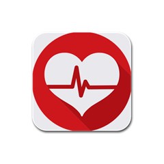 Cardiologist Hypertension Rheumatology Specialists Heart Rate Red Love Rubber Square Coaster (4 Pack)  by Mariart