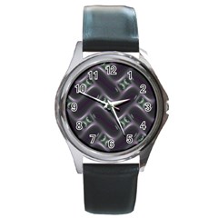 Closeup Purple Line Round Metal Watch by Mariart