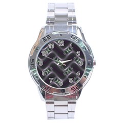 Closeup Purple Line Stainless Steel Analogue Watch