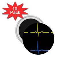 Heart Monitor Screens Pulse Trace Motion Black Blue Yellow Waves 1 75  Magnets (10 Pack) 