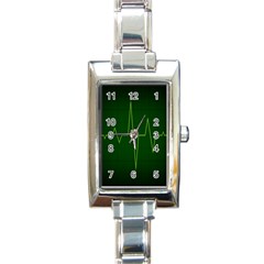 Heart Rate Green Line Light Healty Rectangle Italian Charm Watch