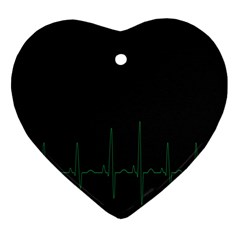 Heart Rate Line Green Black Wave Chevron Waves Ornament (heart)