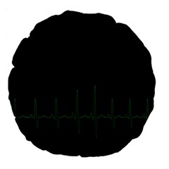 Heart Rate Line Green Black Wave Chevron Waves Large 18  Premium Flano Round Cushions by Mariart