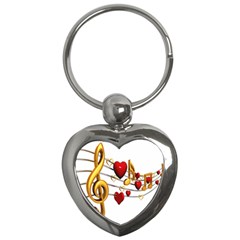 Music Notes Heart Beat Key Chains (heart)  by Mariart