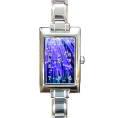 Neon Light Line Vertical Blue Rectangle Italian Charm Watch