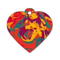 Abstract Art Dog Tag Heart (two Sides) by ValentinaDesign