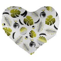 Tropical Pattern Large 19  Premium Flano Heart Shape Cushions by Valentinaart