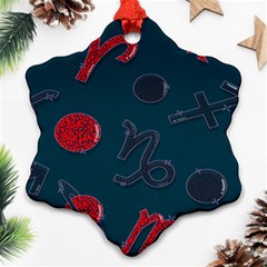 Zodiac Signs Planets Blue Red Space Snowflake Ornament (two Sides)