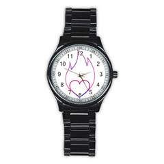 Heart Flame Logo Emblem Stainless Steel Round Watch by Nexatart