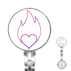 Heart Flame Logo Emblem Stainless Steel Nurses Watch by Nexatart