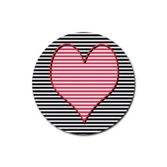 Heart Stripes Symbol Striped Rubber Coaster (round)  by Nexatart